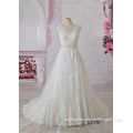 cap sleeves low back lace with beading V neckline princess style wedding dress